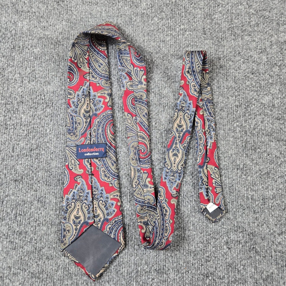 Londonderry Collection Paisley Silk Necktie Mens Red Blue Gold Formal Tie